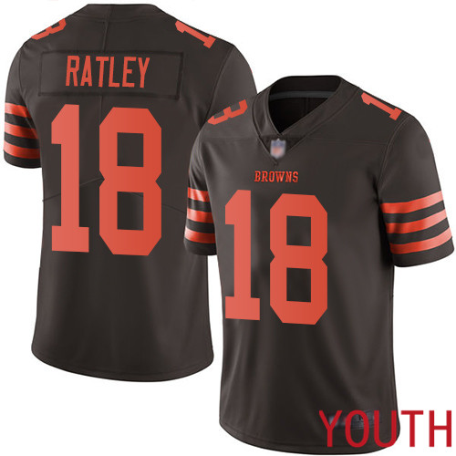 Cleveland Browns Damion Ratley Youth Brown Limited Jersey #18 NFL Football Rush Vapor Untouchable->youth nfl jersey->Youth Jersey